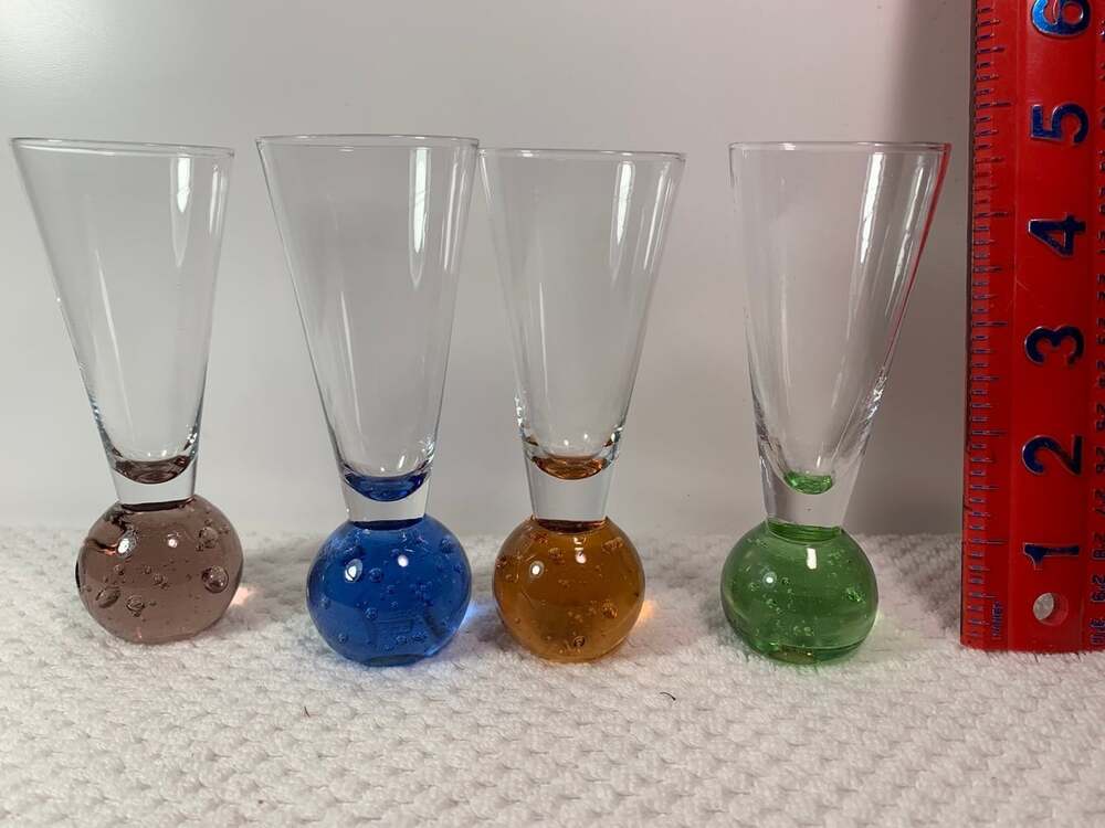 Vintage Barware Bubble shot glasses colors READ